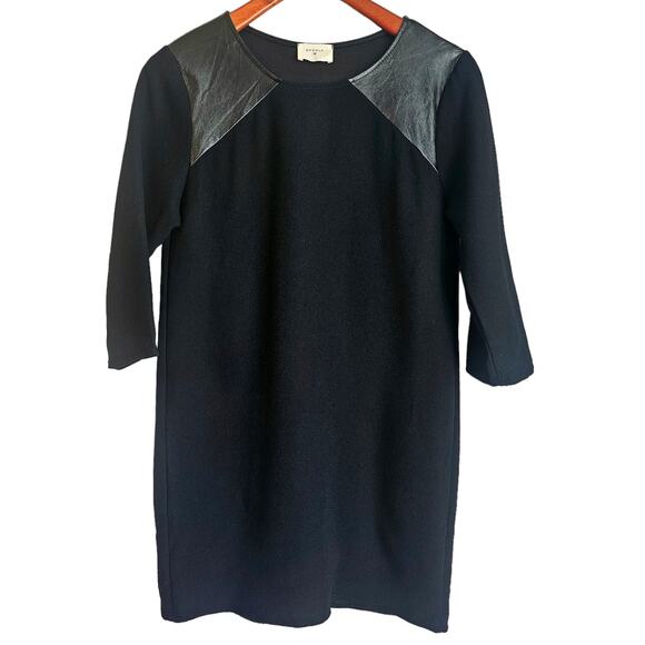Everly Black Whimsygoth Shift Dress with Faux Leather Shoulder Panels - Picture 1 of 6